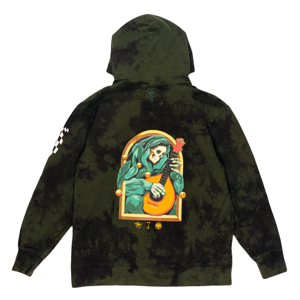 Grassroots - Stanley Mouse Mandolin Jester Never Summer Green Dyed Pullover Hoodie - Image 2