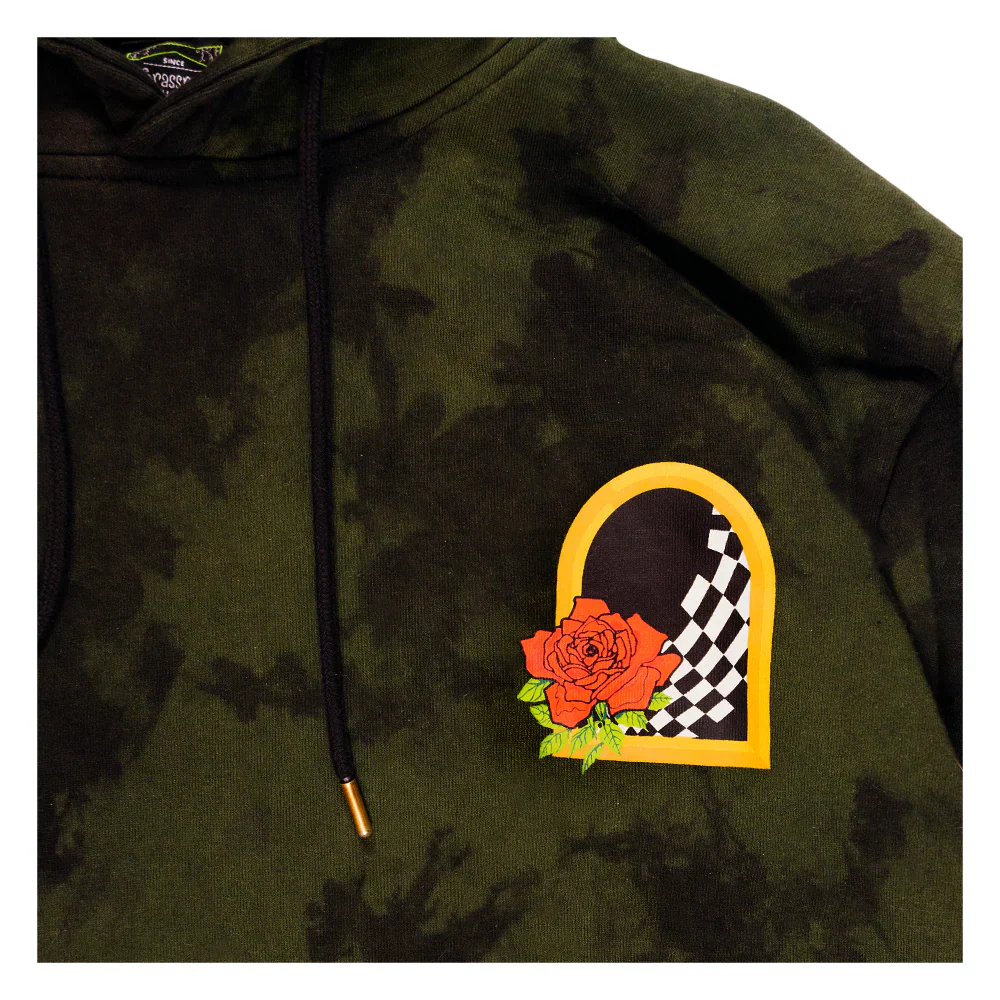 Grassroots - Stanley Mouse Mandolin Jester Never Summer Green Dyed Pullover Hoodie - Image 3